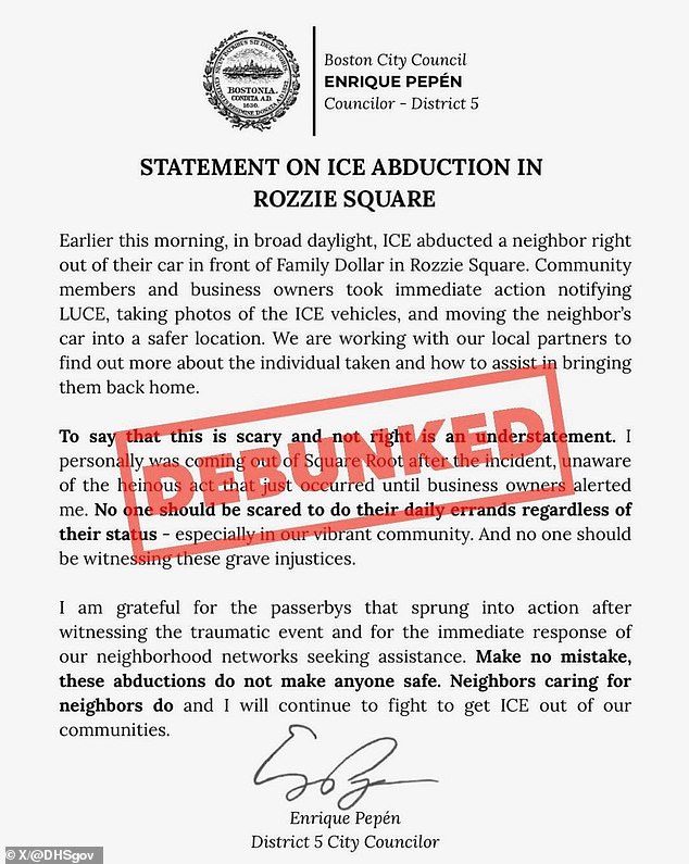 DHS Rebukes Boston Councilor for Condemning ICE Arrest as 'Scary Abduction,' Accusing Him of Spreading Smears Amid Heated Exchange