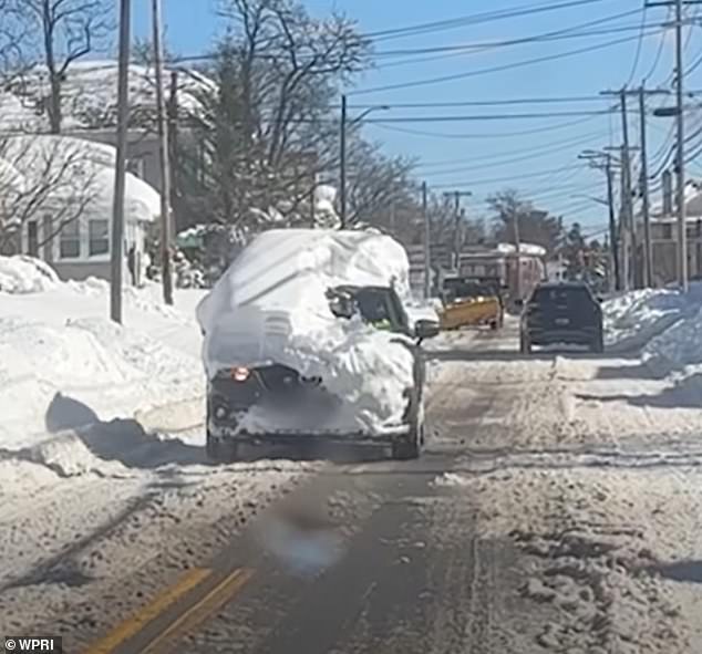 Rhode Island Driver Sparks Outrage for Driving Snow-Buried Truck Post-Blizzard as Travel Ban Lifts