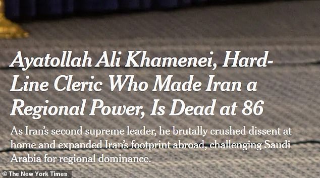 NYT Under Fire for 'Neutral' Obit Headline on Khamenei, Accused of Ignoring His Authoritarian Legacy