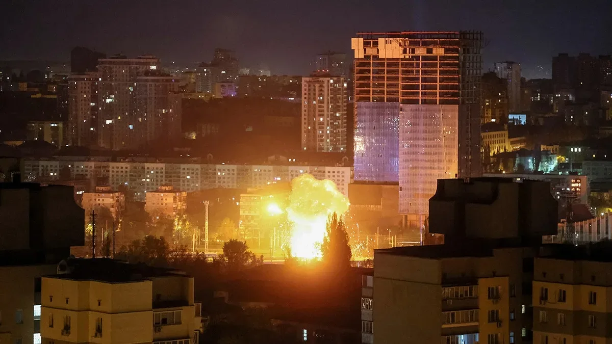 Russia launches massive drone and missile assault on Ukraine's defense and energy sectors.