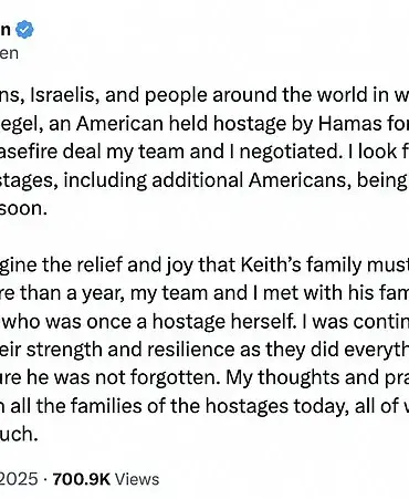 American-Israeli Hostage Keith Siegel's Release Brings Relief and Joy