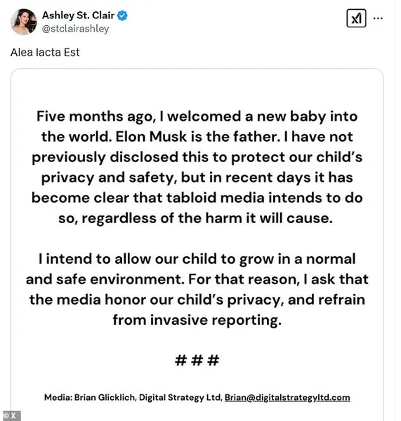 Elon Musk's baby momma reveals her identity after riding Donald Trump's wave to fame