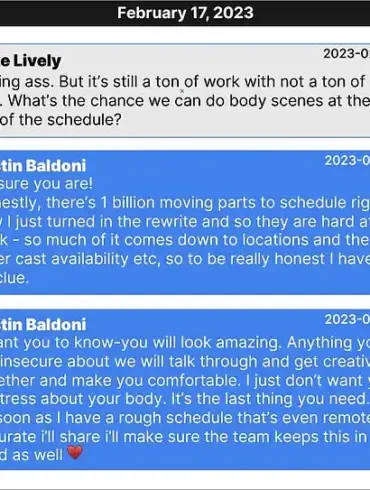 Justin Baldoni's texts to Blake Lively reveal their playful banter and intimate details of their relationship