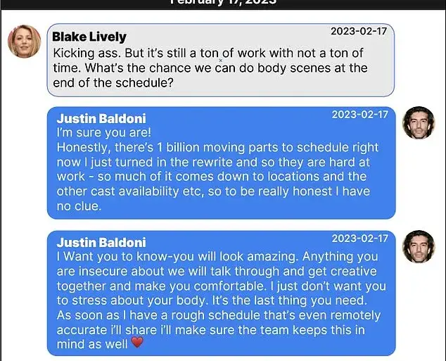 Justin Baldoni's texts to Blake Lively reveal their playful banter and intimate details of their relationship