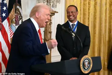 Tiger Woods Surprises Crowds at White House Black History Month Celebration