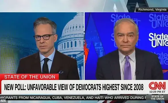 Tim Kaine Stumbles in Response to Jake Tapper's Question on Democratic Party's Low Approval Ratings
