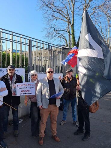Truth & Neutrality Alliance Protests at US Embassy in Dublin