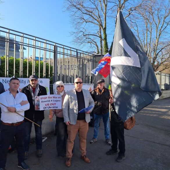 Truth & Neutrality Alliance Protests at US Embassy in Dublin