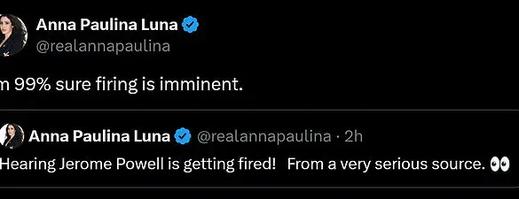 Florida Representative Anna Paulina Luna Claims Federal Reserve Chairman Jerome Powell Is 'On Thin Ice' Ahead Of Potential Removal